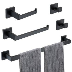 Matte Black 5-Piece Bathroom Hardware Set
