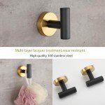 Matte Black and Gold Bathroom Hardware Set, 5 Pieces