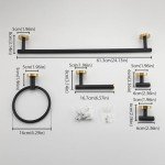 Matte Black and Gold Bathroom Hardware Set, 5 Pieces