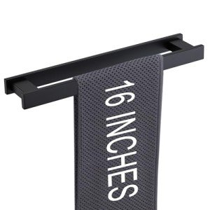 LANC Matte Black 16-Inch Wall-Mounted Towel Bar