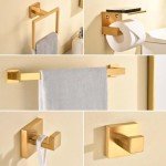 Brushed Gold 5-Piece Bathroom Towel Bar Set