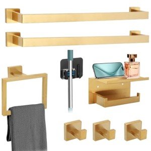 Brushed Gold 8-Piece Bathroom Hardware Set