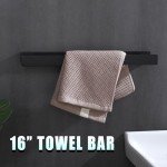 LANC Matte Black Wall-Mounted Towel Bar 16-Inch