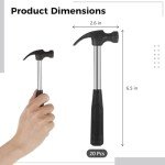 20 Mini Claw Hammers for Kids with Rubber Handles