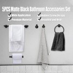Matte Black 5-Piece Bathroom Accessories Set