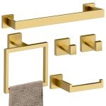 5-Piece Brushed Gold Bathroom Hardware Set