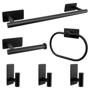 Vanloory 6-Piece Matte Black Bathroom Hardware Set