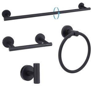 Matte Black Bathroom Hardware Accessories 4-Piece Set