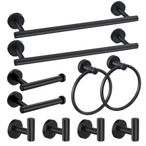 Matte Black Bathroom Hardware Set - 10 Pieces