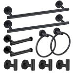 Matte Black Bathroom Hardware Set - 10 Pieces
