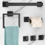 6-Piece Matte Black Bathroom Accessories Set