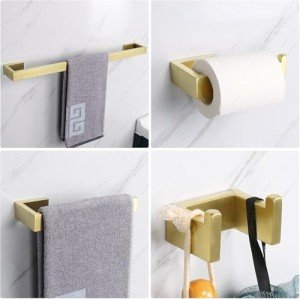 Brushed Gold 4-Piece Bathroom Towel Bar Set