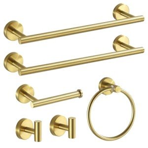 Matte Gold Bathroom Hardware Set with Towel Bars