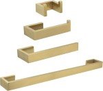 Brushed Gold 4-Piece Bathroom Towel Bar Set