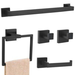 Matte Black 5-Piece Bathroom Hardware Set
