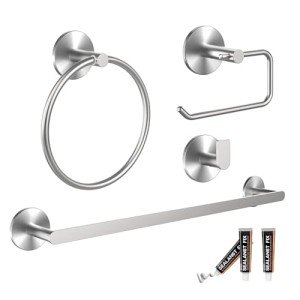 4-Piece Adjustable Bathroom Accessory Set in Brushed Nickel
