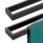 Matte Black Towel Holder - Wall Mounted, 2 Pack