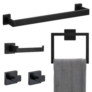 PABUES 5-Piece Black Stainless Steel Bathroom Set