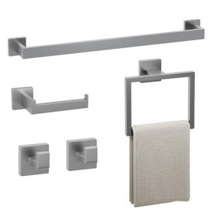 5-Piece Bathroom Accessories Set with Towel Bar