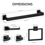 PABUES 5-Piece Black Bathroom Hardware Set