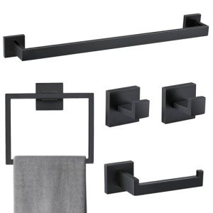 Matte Black 5-Piece Bathroom Accessory Set