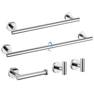 5-Piece Polished Chrome Bathroom Towel Bar Set