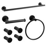 7-Piece Black Bathroom Hardware Set with Towel Bar