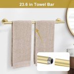 Brushed Gold 5-Piece Bathroom Towel Bar Set