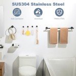 7-Piece Black Bathroom Hardware Set with Towel Bar