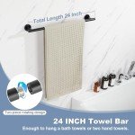 7-Piece Black Bathroom Hardware Set with Towel Bar