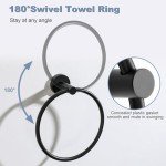 7-Piece Black Bathroom Hardware Set with Towel Bar