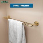 Brushed Gold Double Towel Bars for Bathroom