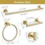 Brushed Gold 5-Piece Bathroom Towel Bar Set