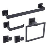 5-Piece Matte Black Bathroom Hardware Accessory Set