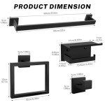 Matte Black 5-Piece Bathroom Towel Hardware Set