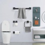 5-Piece Matte Black Bathroom Hardware Accessory Set