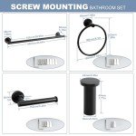 7-Piece Black Bathroom Hardware Set with Towel Bar