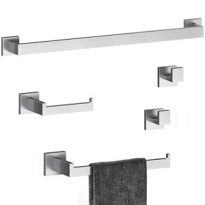 Brushed Nickel 5-Piece Bathroom Towel Rack Set
