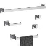 Brushed Nickel 5-Piece Bathroom Towel Rack Set