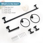 Matte Black 6-Piece Bathroom Hardware Set