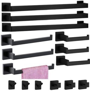 Matte Black 15-Piece Bathroom Accessories Set