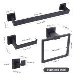 5-Piece Matte Black Bathroom Hardware Accessory Set
