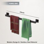 Matte Black 15-Piece Bathroom Accessories Set