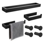 7-Piece Black Bathroom Hardware Set by SAYAYO