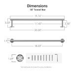FORIOUS Wall-Mounted Stainless Steel Towel Bar - 20 Inch