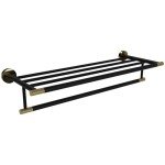 Matte Black & Gold 24" Towel Rack with Shelf