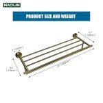 Gold 24-Inch Bathroom Towel Rack with Shelf