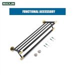 Matte Black & Gold 24" Towel Rack with Shelf