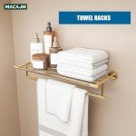 Gold 24-Inch Bathroom Towel Rack with Shelf