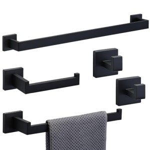 Matte Black 5-Piece Bathroom Hardware Set